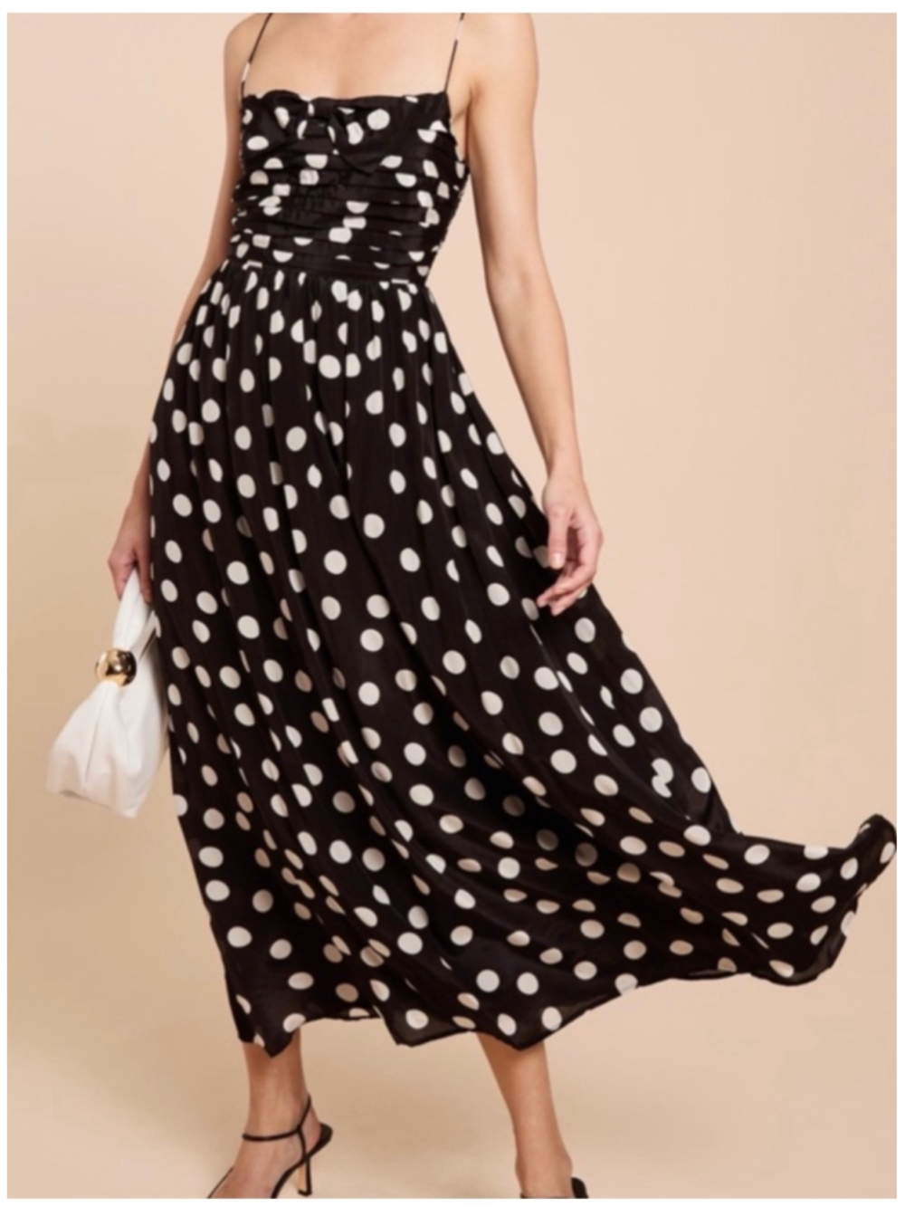 Kourt Women's Black and White Polka Dot Midi Dress Sz S